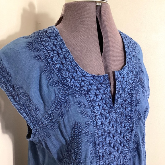 L’affaire Chambray Embroidered Boho Top Size M - Picture 7 of 14